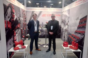 LUC Group team at OTC 2025 showcasing offshore polyurethane component